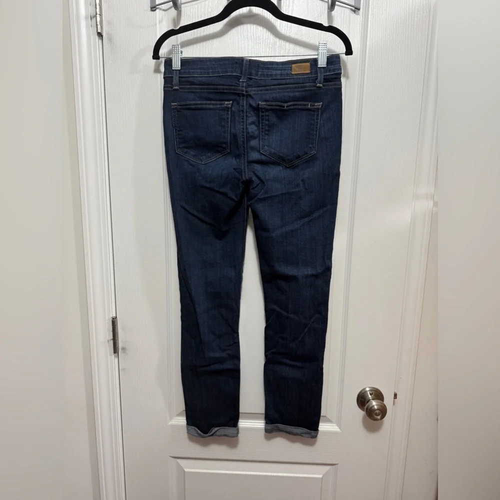 Paige Skyline Skinny Crop cuffed Hem Jeans women’s Sz 26 dark blue closet staple
